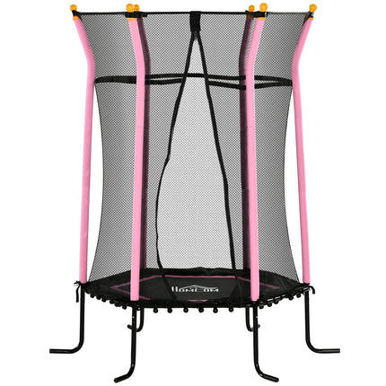 Children's 163.5 cm pink trampoline with safety net, up to 50 kg