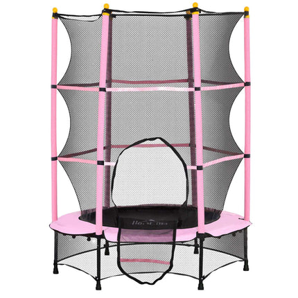 Children's trampoline with safety net, Pink, Ø140 cm