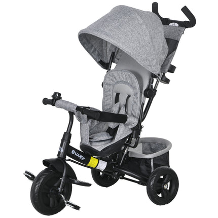 Toddler Tricycle with Push Handle, Sun Canopy, Grey