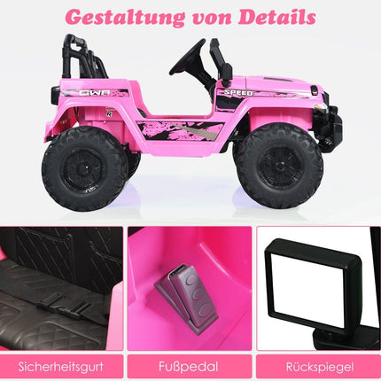 Children's truck battery-operated electric vehicle with 2 seats 114 x 78 x 67 cm pink