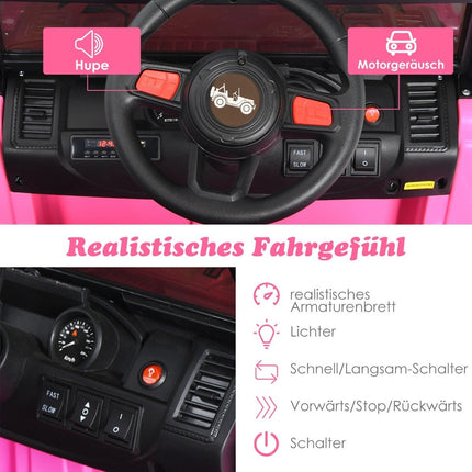 Children's truck battery-operated electric vehicle with 2 seats 114 x 78 x 67 cm pink