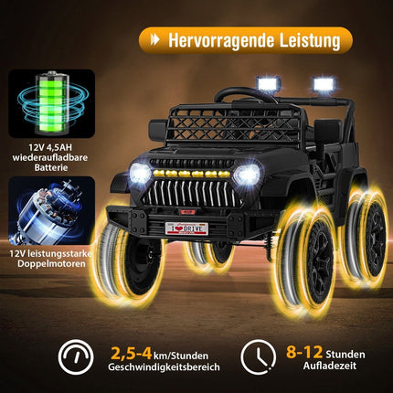 Children's truck with 12 V battery rechargeable electric car with remote control black