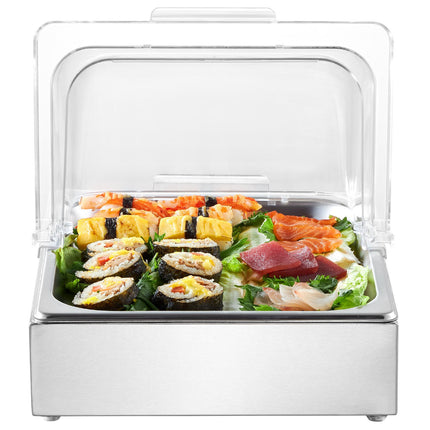 Chilled Condiment Server, 1/2 Pan, Clear Lid, Ice Tray