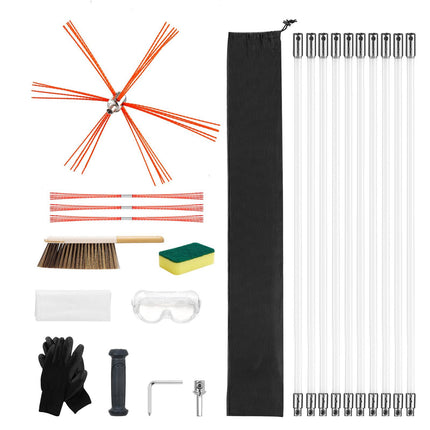 Chimney Sweep Kit, 10m Nylon Rod Brush, 90 Bend