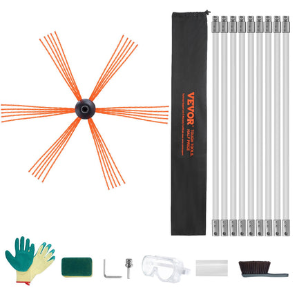 Chimney Sweep Kit 9 m, 9 Nylon Rods, 360 Brush