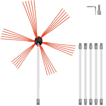Chimney Sweep Rods Kit, 6 m Nylon, 6-Piece