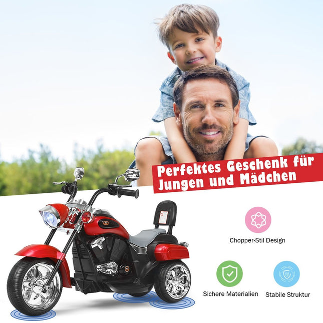 Chopper-stijl motorfiets elektrische motorfiets kindermotorfiets motorfiets 91 x 48 x 64 cm rood + zwart