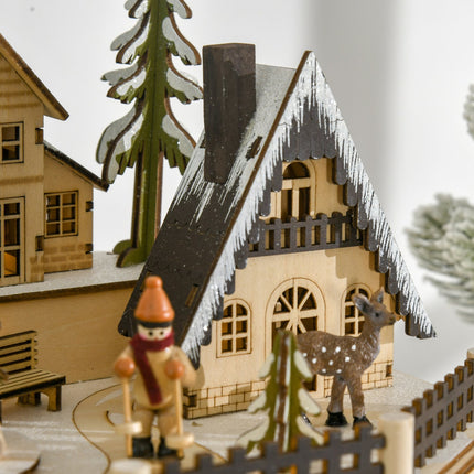 Wooden train advent calendar with 24 LED gift boxes