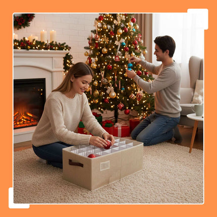 Christmas Bauble Storage Box, Holds 96, Adjustable Dividers