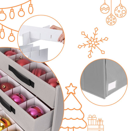 Christmas Bauble Storage Box with Adjustable Dividers
