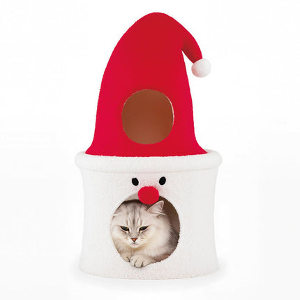 Christmas Cat Tree with Bed, 75 cm, Red, Plush Top