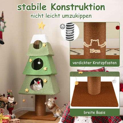 Christmas Cat Tree with Sisal Post, 162 cm, Green