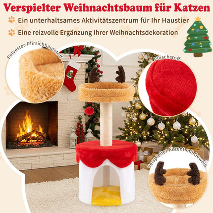 Christmas Cat Tree with Sisal Post, 80 cm, Cozy Bed