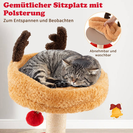 Christmas Cat Tree with Sisal Post, 80 cm, Cozy Bed