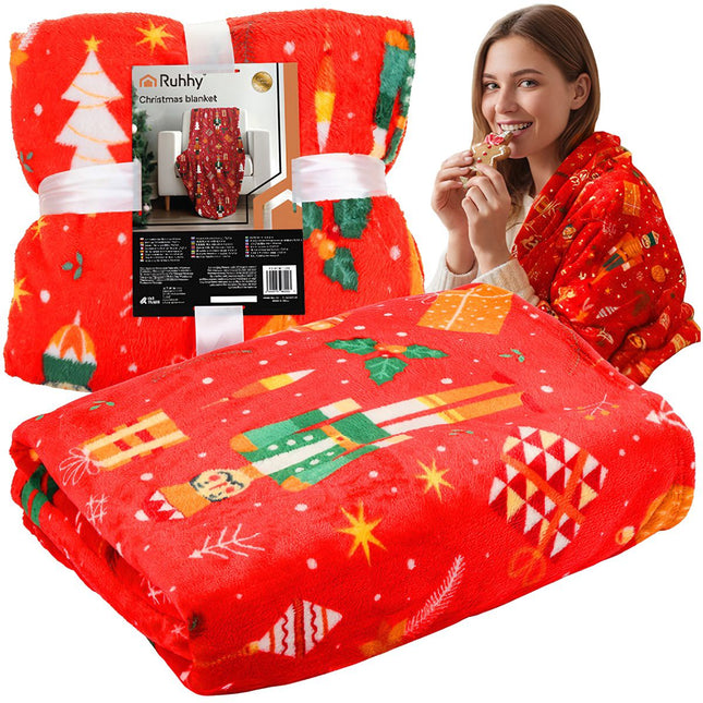 Kerst flanellen deken, 150x200 cm, rood polyester