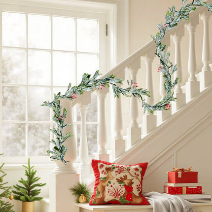 Christmas Garland 9 ft with LED Lights, Olive Leaves, Berries