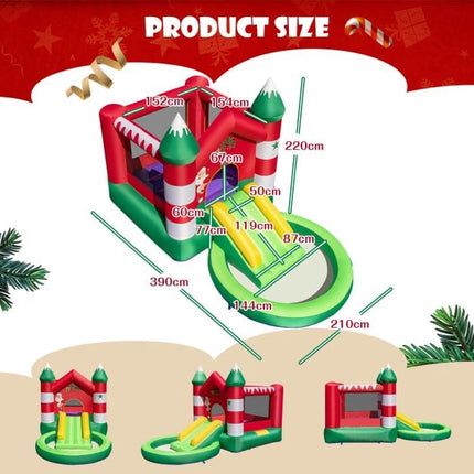 Christmas Inflatable Bounce House With Slide, Ball Pit For 3 Kids