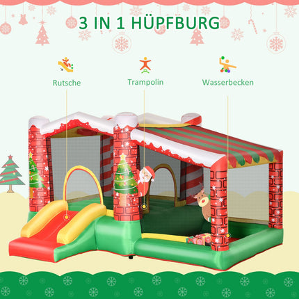 Inflatable Christmas castle for children with slide and ball pit