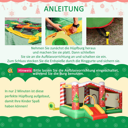 Inflatable Christmas castle for children with slide and ball pit