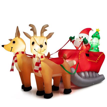 Christmas Inflatable Santa Sleigh, 220cm, LED, 2 Reindeer