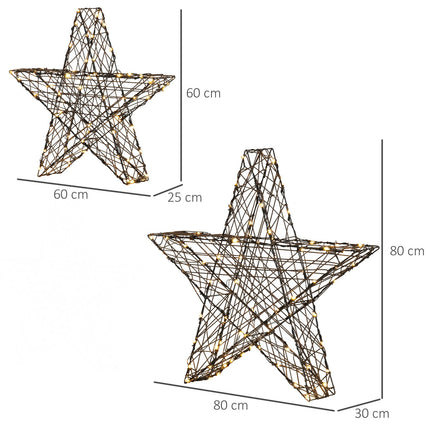 Warm white LED poinsettia Christmas lights, set of 2