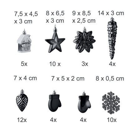 Christmas Ornaments Set, 100 Pieces, 10 Designs