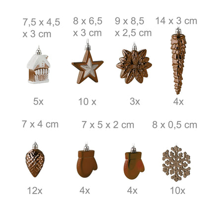 Christmas Ornaments Set, 100 Pieces, 10 Designs