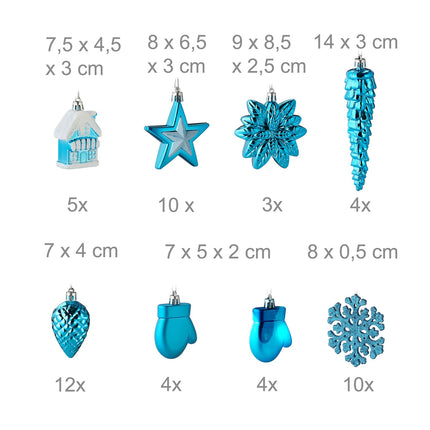 Christmas Ornaments Set, 100 Pieces, 10 Designs