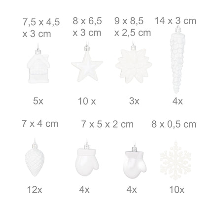 Christmas Ornaments Set, 100 Pieces, 10 Designs