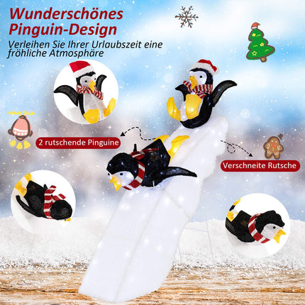 Christmas Penguin Slide Decoration, 130 LED, 120 cm