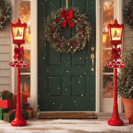 Christmas Street Lantern 185 cm, LED Snowfall, Music