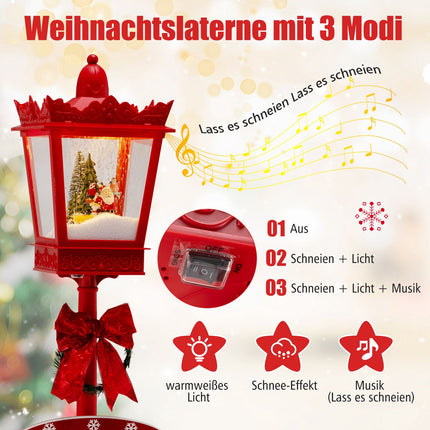 Christmas Street Lantern 185 cm, LED Snowfall, Music