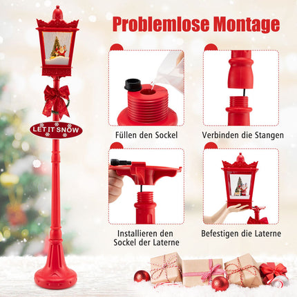 Christmas Street Lantern 185 cm, LED Snowfall, Music