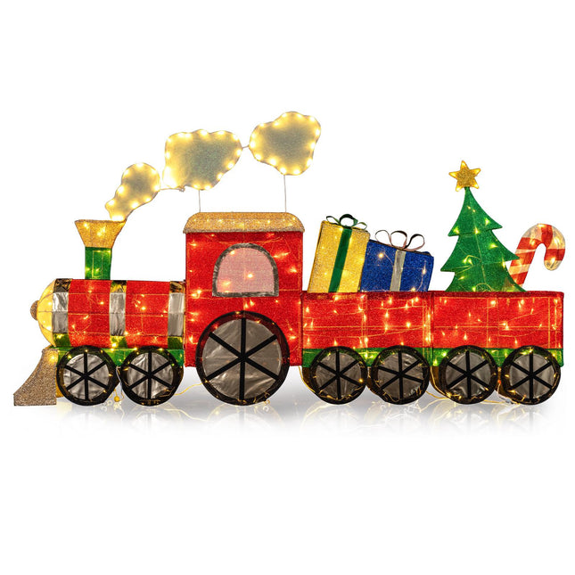 Christmas Train Yard Decoration With LEDs, Smoke, 215 cm