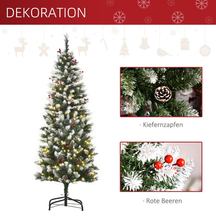 Artificial Christmas tree, 1.5 M with LED lights & red berries