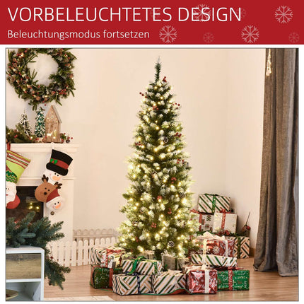Artificial Christmas tree, 1.5 M with LED lights & red berries