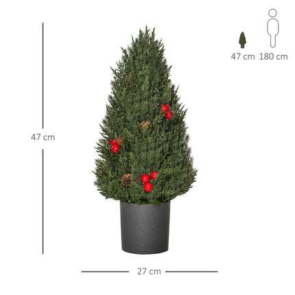 Artificial Christmas tree with red berries & pine cones, 50 cm