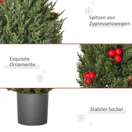 Artificial Christmas tree with red berries & pine cones, 50 cm