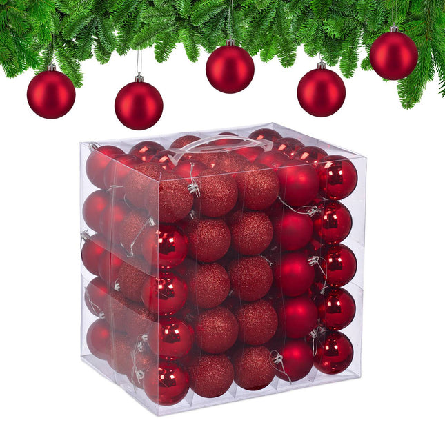 Christmas Tree Baubles Set, 100 Pieces, Matte/Glossy/Glitter