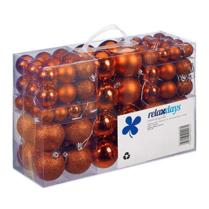 Christmas Tree Baubles Set, 100 Pieces, Various Sizes