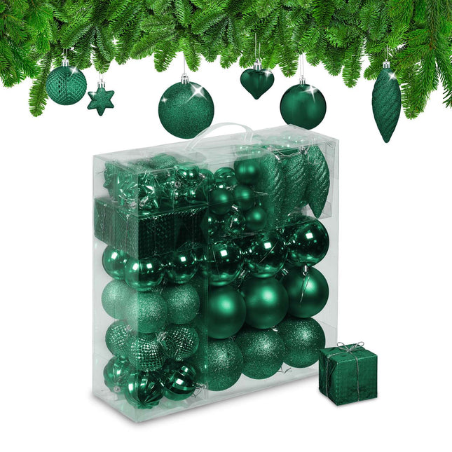 Christmas Tree Baubles Set, 110 Plastic Ornaments