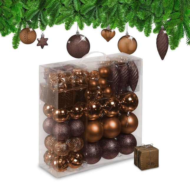 Christmas Tree Baubles Set, 110 Plastic Ornaments