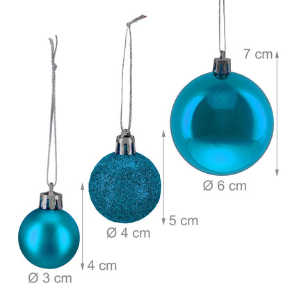 Christmas Tree Baubles Set, 138 Pcs, Matte/Shiny/Glitter