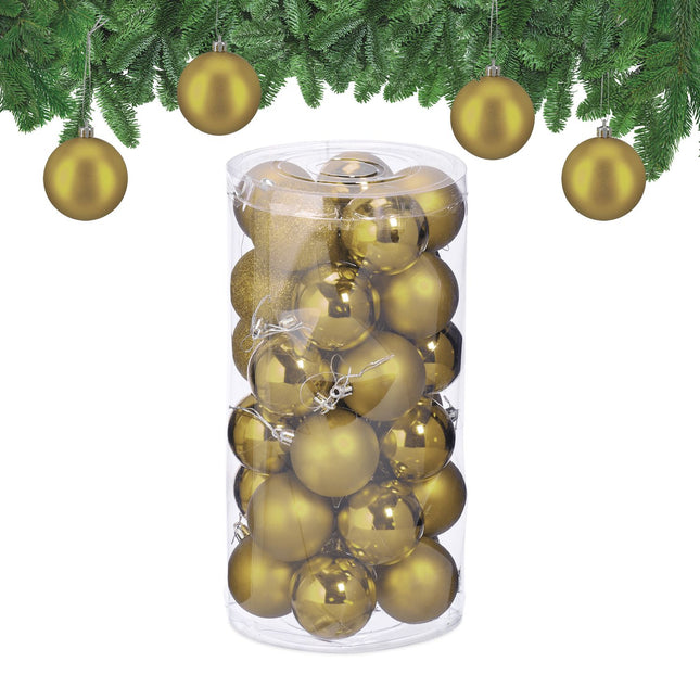 Christmas Tree Baubles Set, 30 Plastic Ornaments