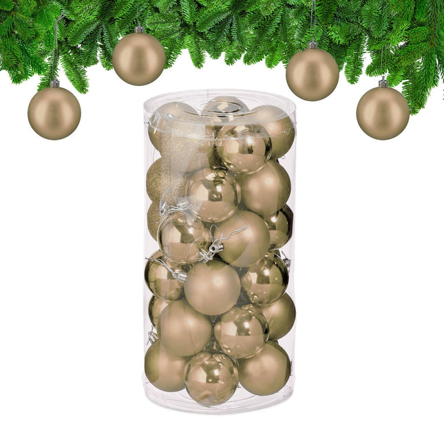 Christmas Tree Baubles Set, 30 Plastic Ornaments