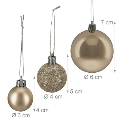 Christmas Tree Baubles Set, 50 Pcs, Matte/Shiny/Glitter