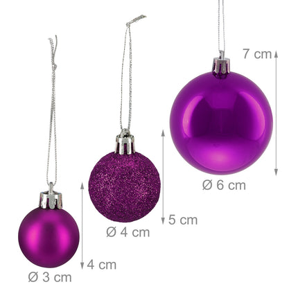 Christmas Tree Baubles Set, 50 Pcs – Matte, Shiny, Glittery