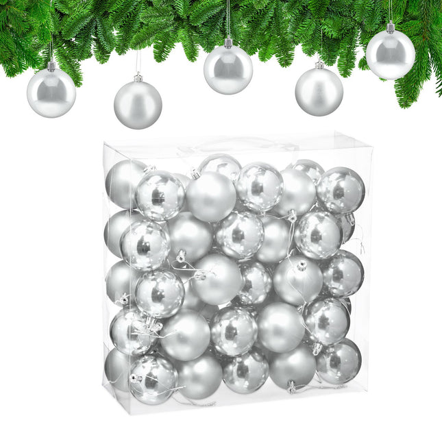 Christmas Tree Baubles Set, 50 Pieces, Matte & Glossy Finish