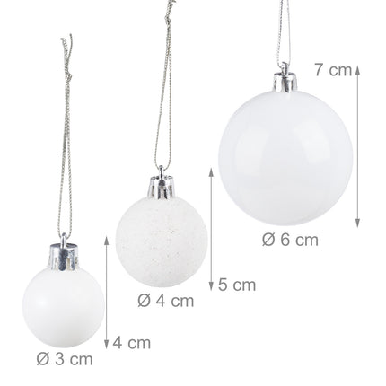 Christmas Tree Baubles Set, 50 Pieces, Plastic