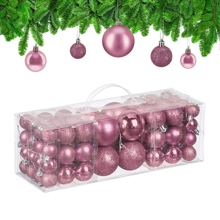 Christmas Tree Baubles Set, 76 Pcs – Matte, Shiny, Glitter